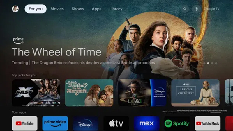 Hệ điều hành Google TV cho kho ứng dụng phong phú