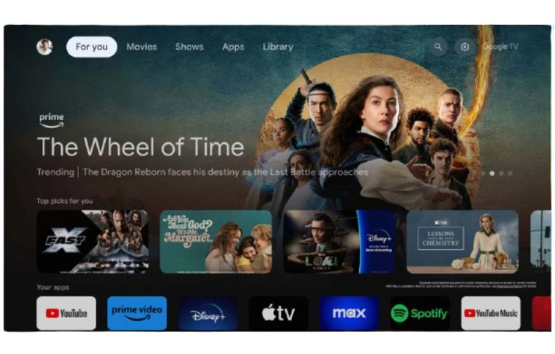 Hệ điều hành Google TV với giao diện thân thiện người dùng
