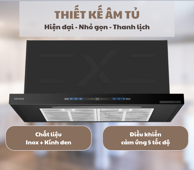 Hút mùi âm tủ , tự động mở cửa GrandX GX H80F85B - Hàng chính hãng