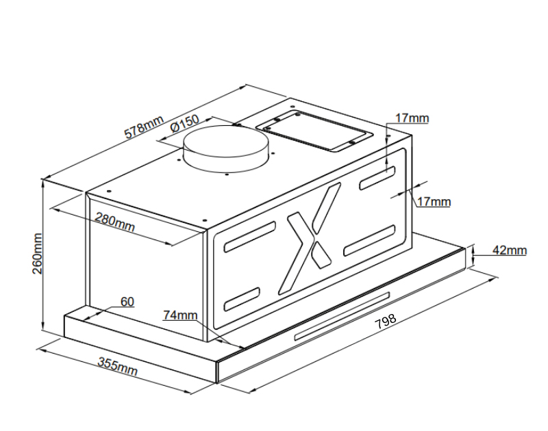 Hút mùi âm tủ , tự động mở cửa GrandX GX H80F85B - Hàng chính hãng