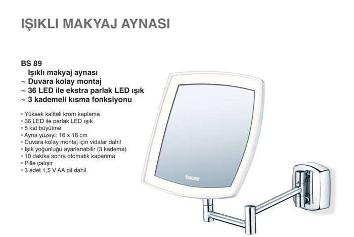 Gương trang điểm kèm đèn Led gắn tường Beurer BS89 - Hàng chính hãng