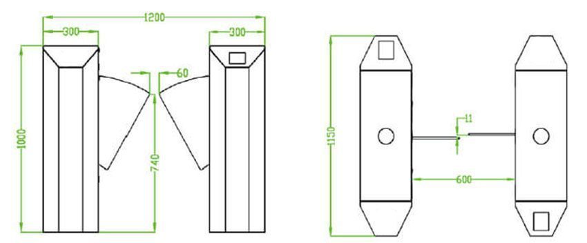 Hàng rào Flap Barrie bán tự động ZKTeco FBL 2011 - Hàng chính hãng