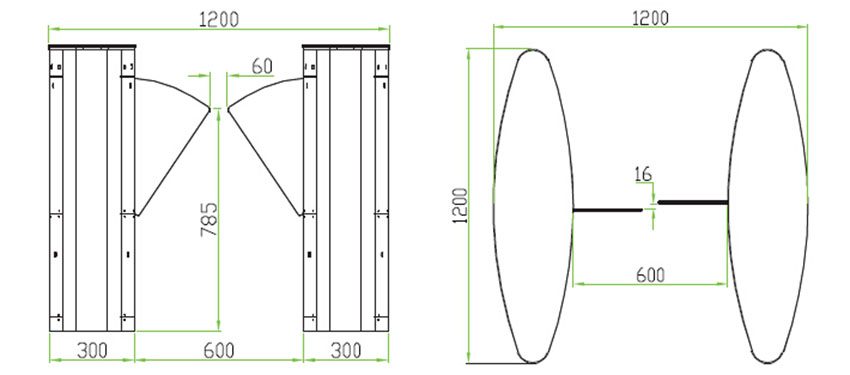 Hàng rào bán tự động Flap Barrier ZKTeco FBL5022 - Hàng chính hãng