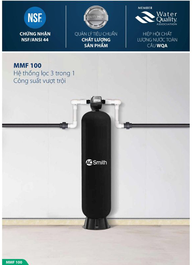 AOSmith AOS MMF 100  hệ thống lọc 3 in1, cho công suất lọc vượt trội