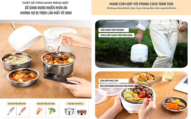 Hộp cơm hâm nóng Joyoung F-20Z602B - Hàng chính hãng