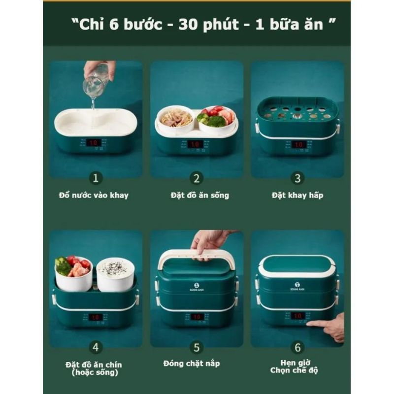 Hộp cơm hâm nóng cắm điện Song Anh RW-18 - Hàng chính hãng