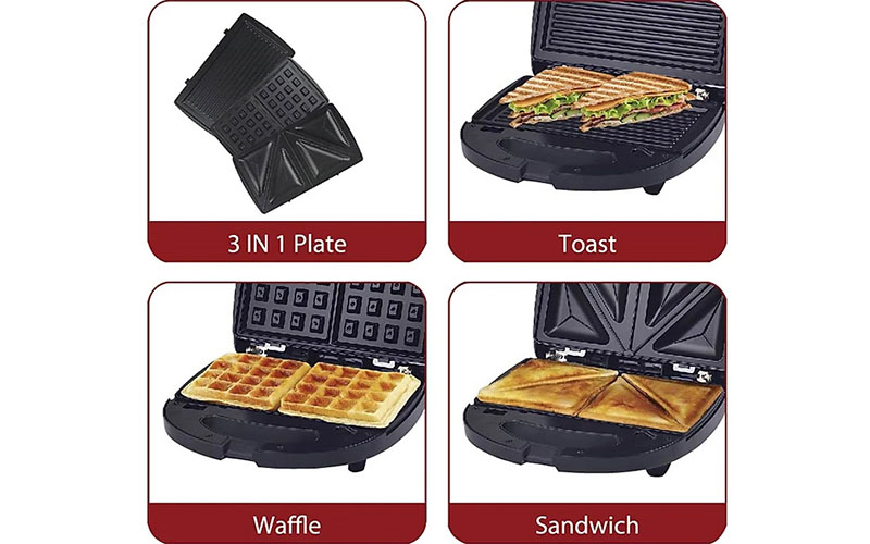 Kẹp nướng bánh Sanwich 3 in 1 Tiross TS9669 - Hàng chính hãng