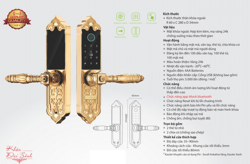 Khóa cửa thông minh Kassler KL-919 APP - Hàng chính hãng