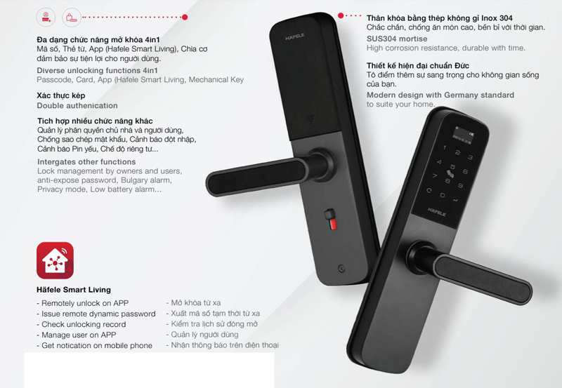 Khóa cửa điện tử Hafele DL6000 (912.20.581) - Hàng chính hãng