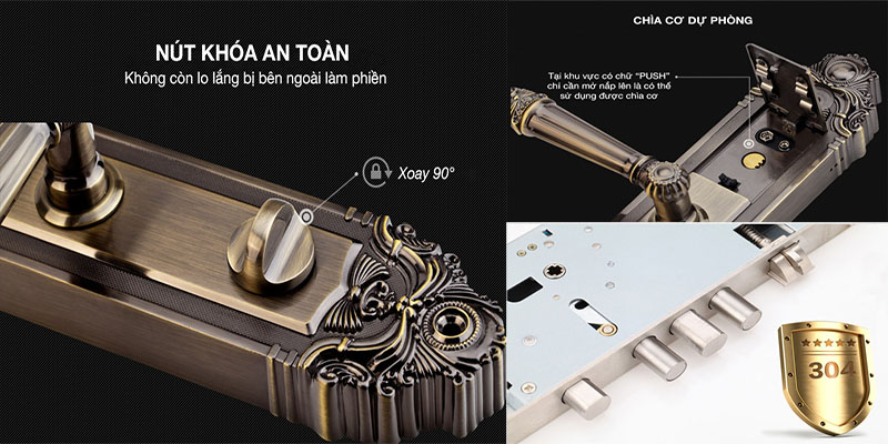 Thiết kế chốt của Khóa cửa điện tử Kaadas 6002