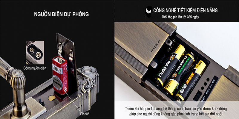 Nguồn diện dự phòng của Khóa cửa điện tử Kaadas 6002
