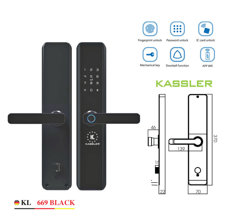 Khóa điện tử Kassler KL-669 BLACK - Hàng chính hãng