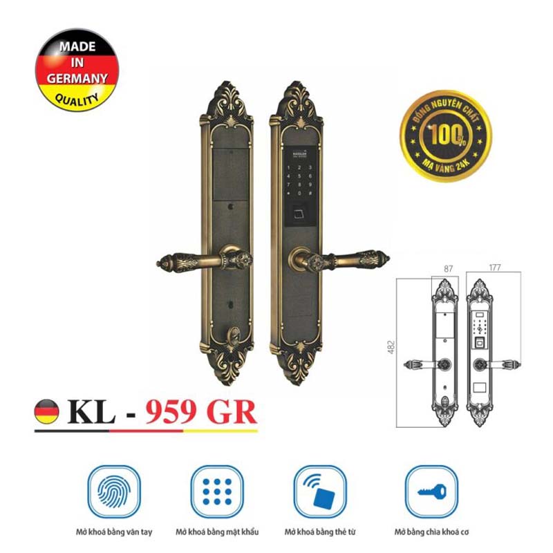 Khóa cửa đại sảnh Kassler KL-959GR - Hàng chính hãng