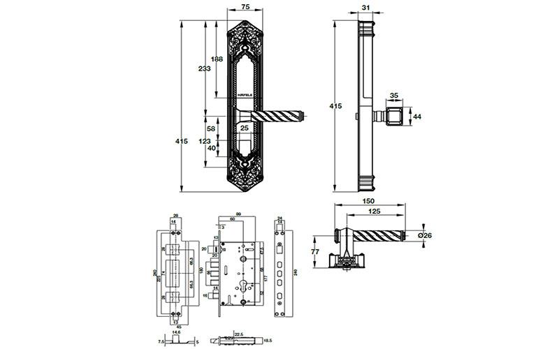Khóa điện tử Hafele EL10K màu vàng (912.05.317) - Hàng chính hãng