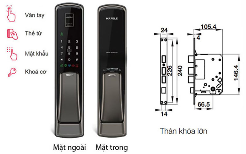 Khóa điện tử Hafele EL9500-TCS/ 912.05.353 - Hàng chính hãng
