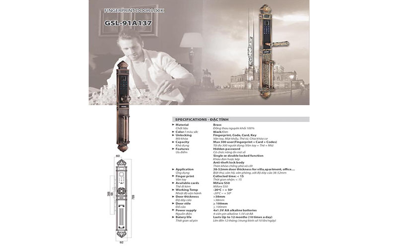 Khóa điện tử thông minh Giovani GSL-91A137 - Hàng chính hãng