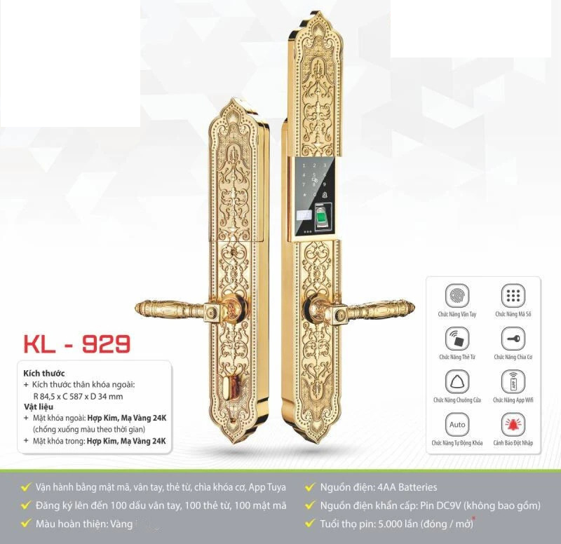 Khóa vân tay đại sảnh Kassler KL-929 APP - Hàng chính hãng