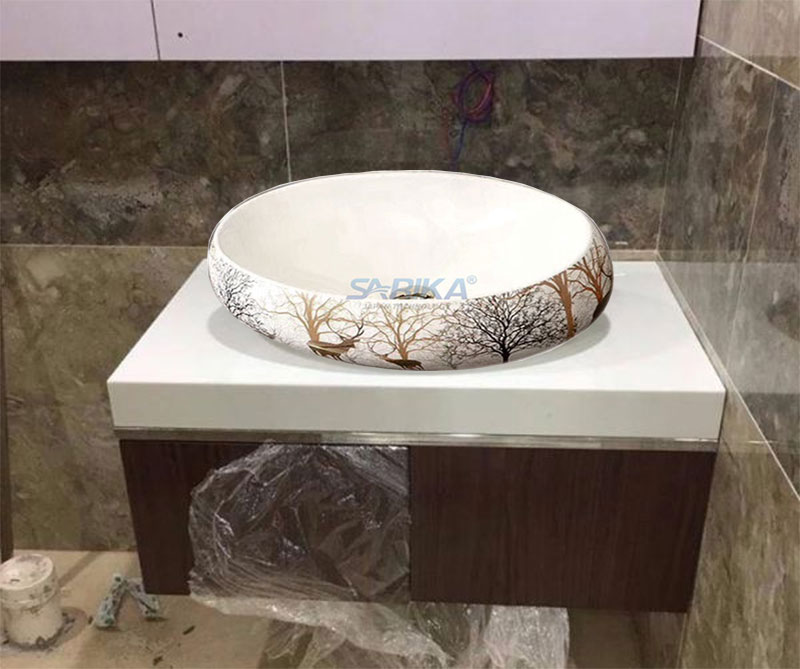 Lavabo đặt bàn Sarika SR-2033 có thiết kế hiện đại, sang trọng