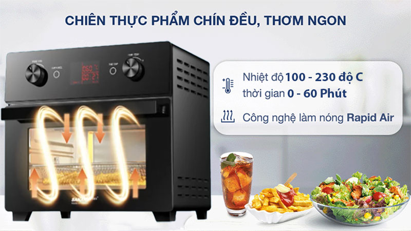 Lò chiên nướng không dầu Sanaky VH-2088S2D - Hàng chính hãng