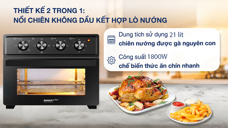 Thiết kế của Lò chiên nướng không dầu Sanaky VH-209S2D
