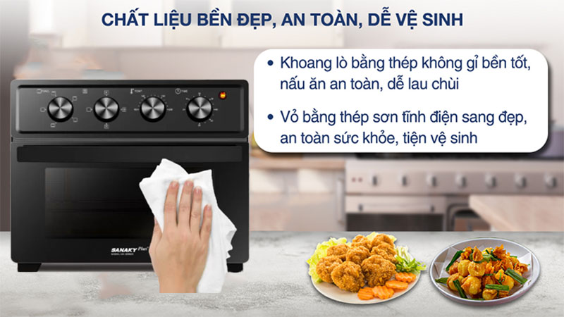 Chất liệu của Lò chiên nướng không dầu Sanaky VH-209S2D