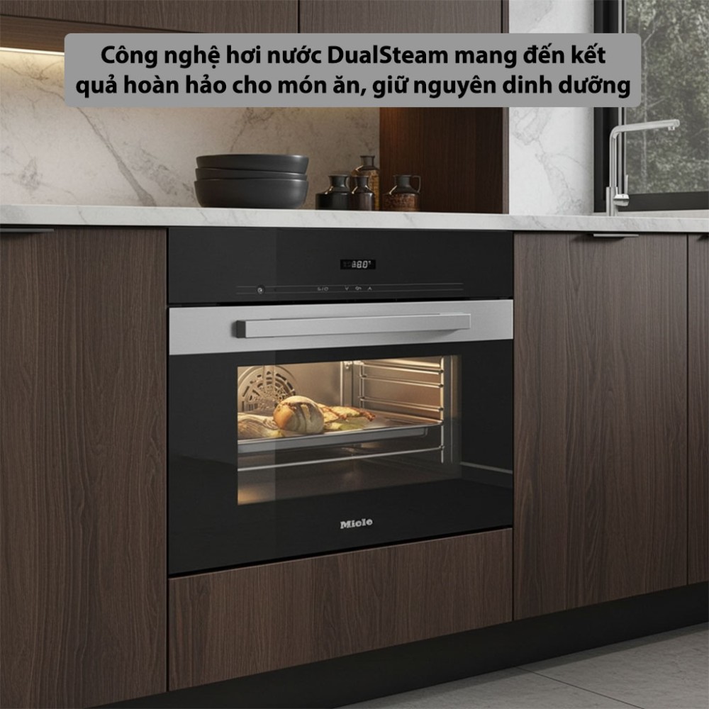 Lò hấp âm tủ Miele DG 2840 công nghệ hơi nước hiện đại giúp món ăn thơm ngon, dinh dưỡng