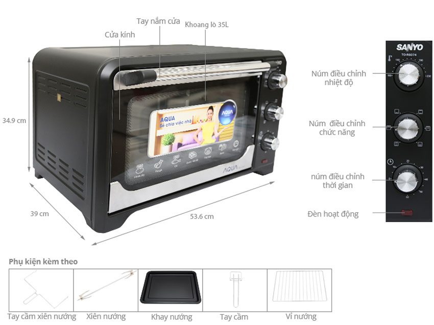 Các thông số của lò nướng Aqua ATO-R6074