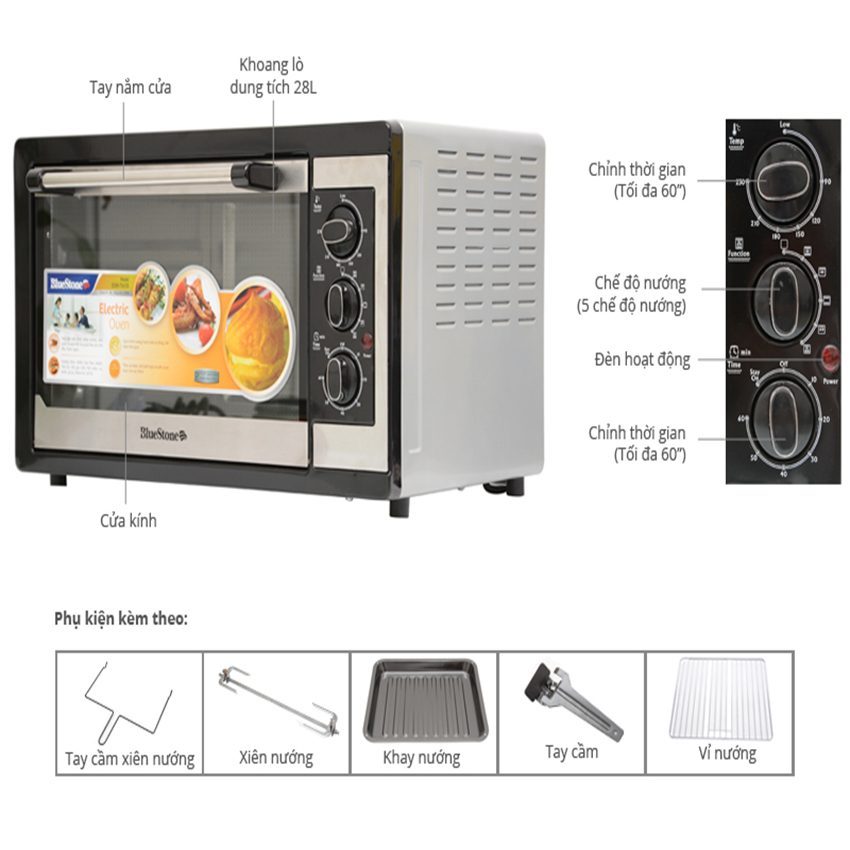 Lò nướng Bluestone EOB-7566S 28L - Hàng chính hãng