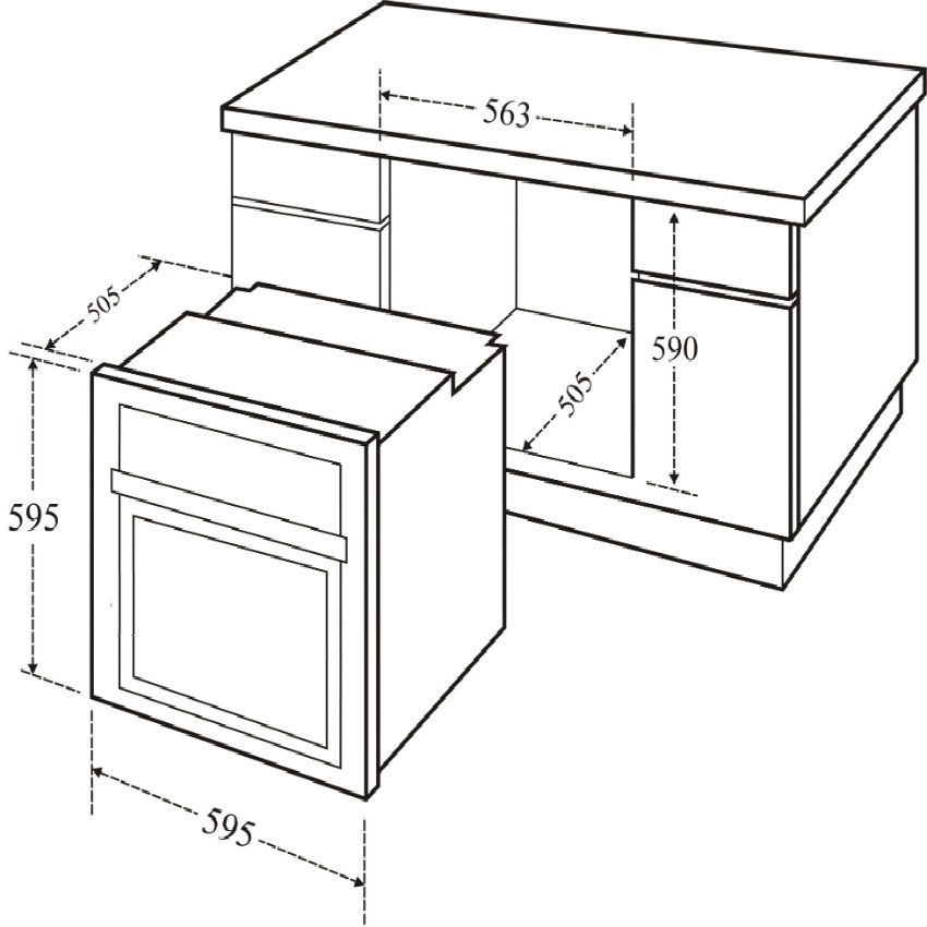 Kích thước lắp đặt lò nướng âm tủ Canzy CZ-608TP