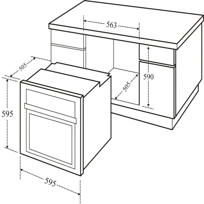 Kích thước lắp đặt lò nướng âm tủ Canzy CZ-807TP