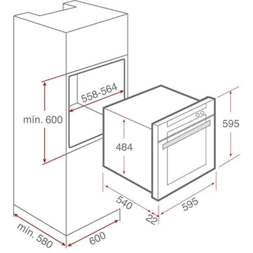 Kích thước lắp đặt của lò nướng Teka HLB-840