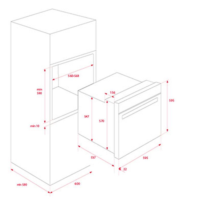 Kích thước lắp đặt của lò nướng Teka HLB-860