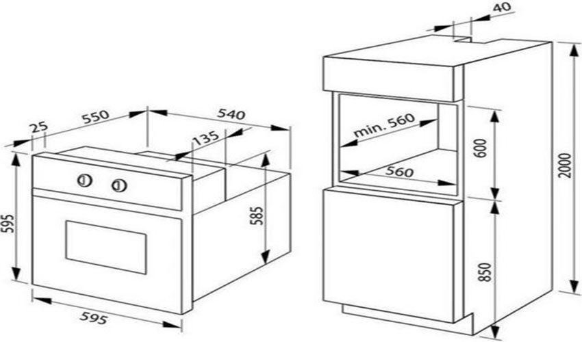 Thông số lắp đặt của lò nướng âm tủ Amica EBI71294AA