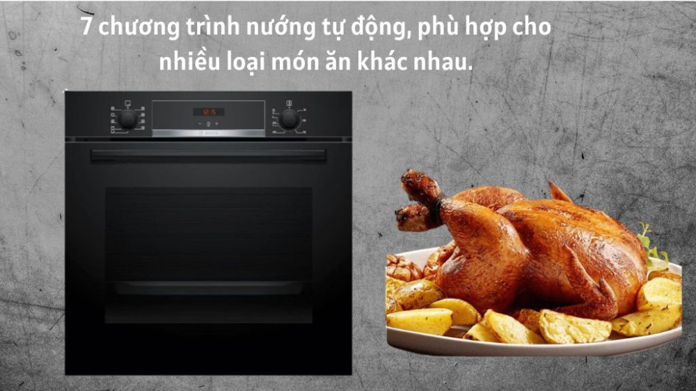 7 chương trình nướng tự động, phù hợp cho nhiều loại món ăn khác nhau.