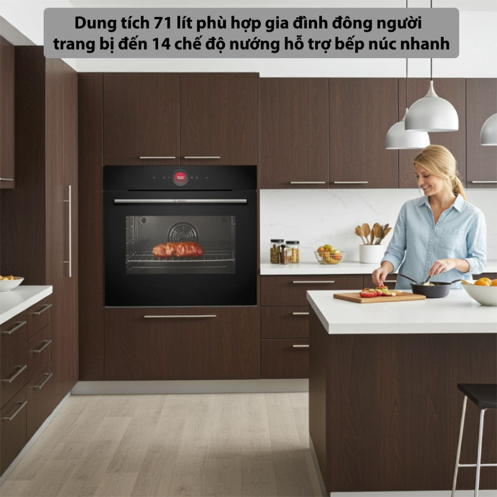 Lò nướng âm tủ Bosch HBG7241B1 Series 8 - 71 lít dung tích lớn phù hợp với gia đình đông người