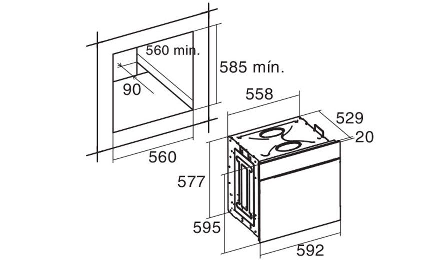 Lò nướng đối lưu âm tủ Cata MRA 708 BK - Hàng chính hãng
