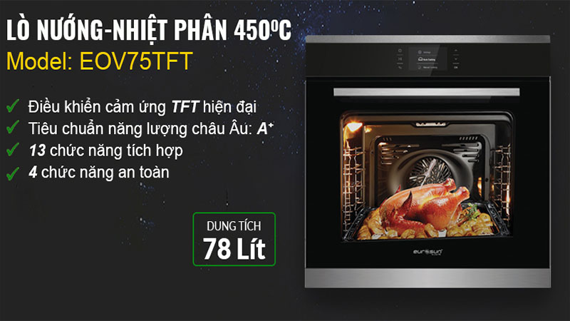 Lò nướng âm tủ Eurosun EOV75TFT - Hàng chính hãng