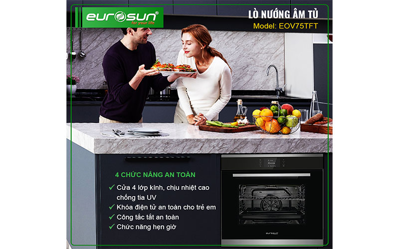 Lò nướng âm tủ Eurosun EOV75TFT - Hàng chính hãng
