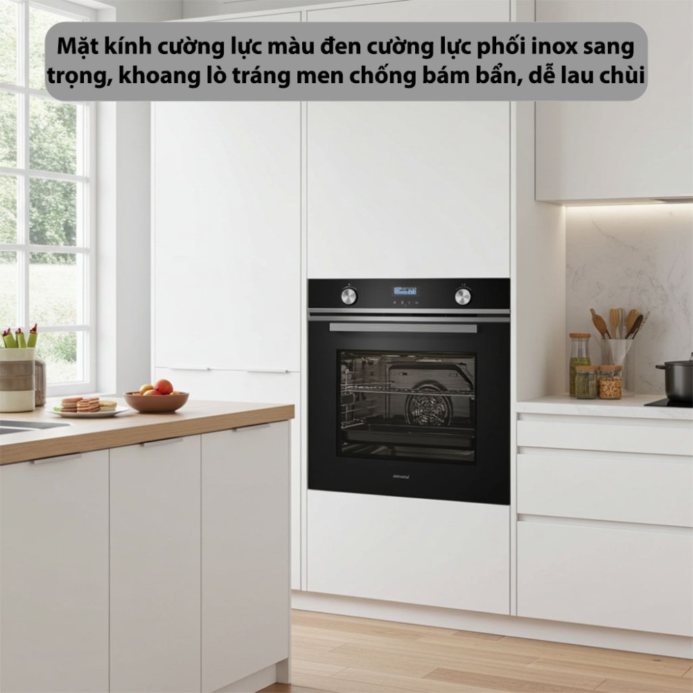 Lò nướng âm tủ GrandX GX75V8 sử dụng chất liệu cao cấp, bền bỉ