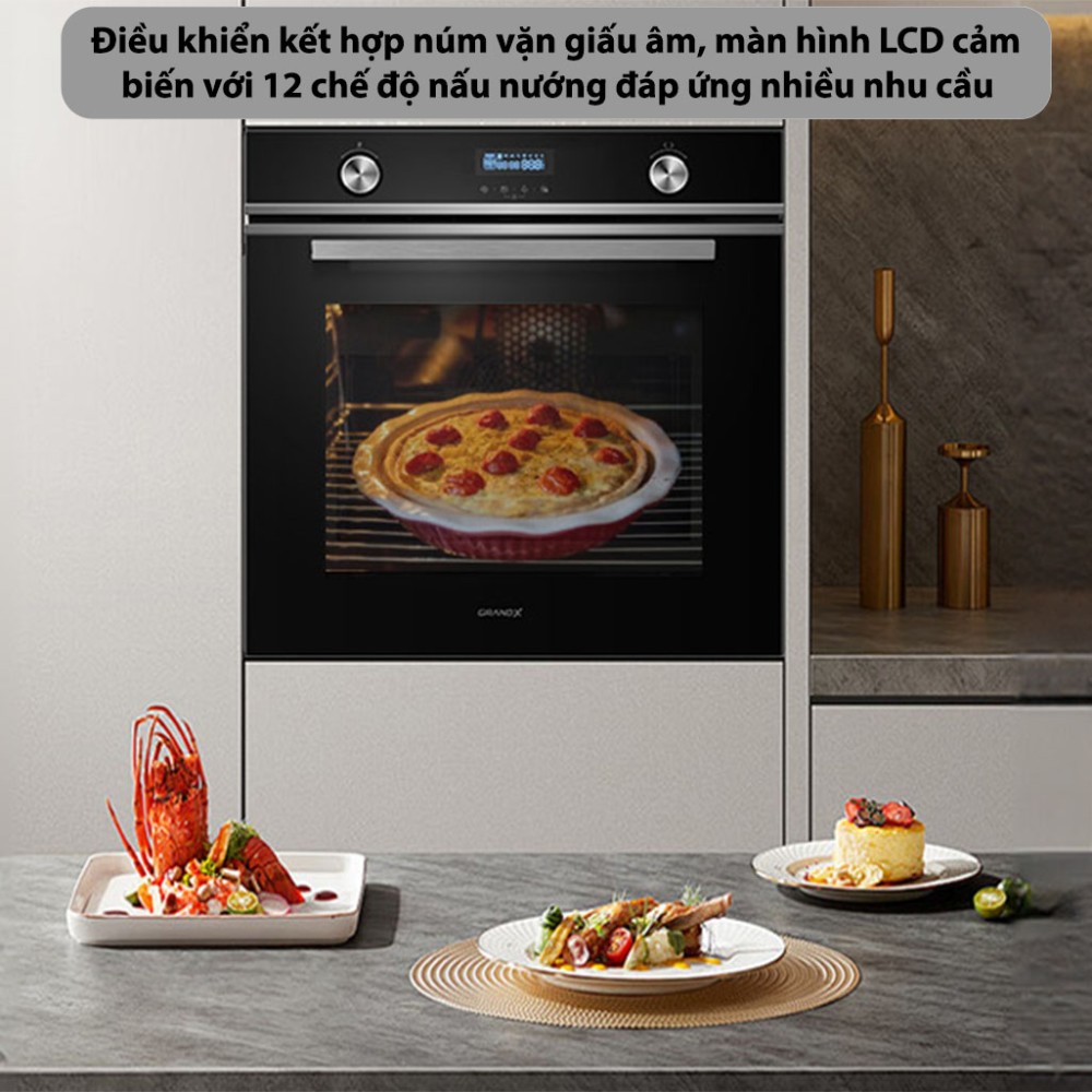 Lò nướng âm tủ GrandX GX75V8 điều khiển hiện đại dễ sử dụng