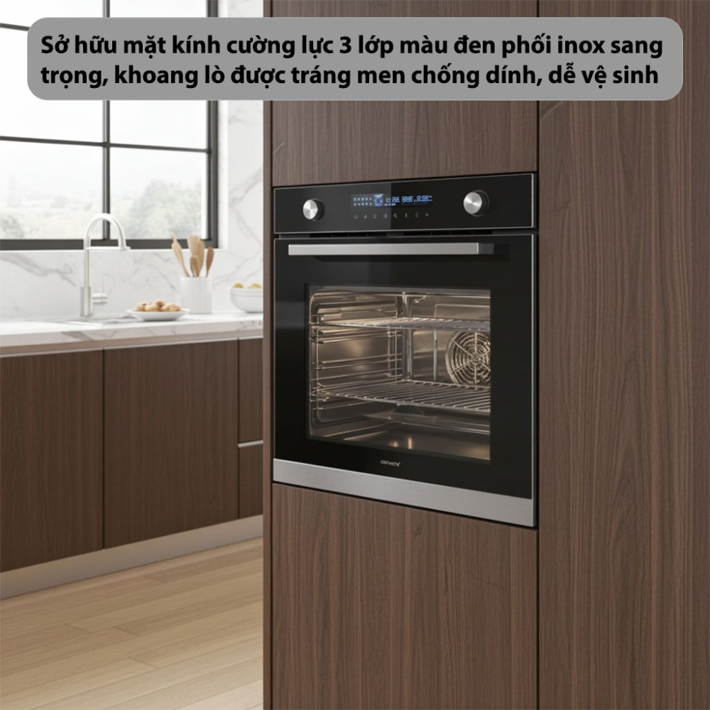 Lò nướng âm tủ GrandX GX75V9 cấu tạo từ chất liệu cao cấp, bền đẹp