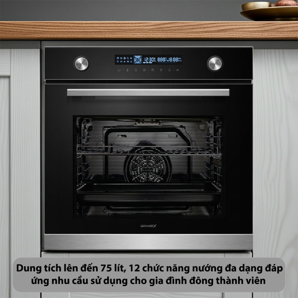 Lò nướng âm tủ GrandX GX75V9 dung tích phù hợp gia đình đông người