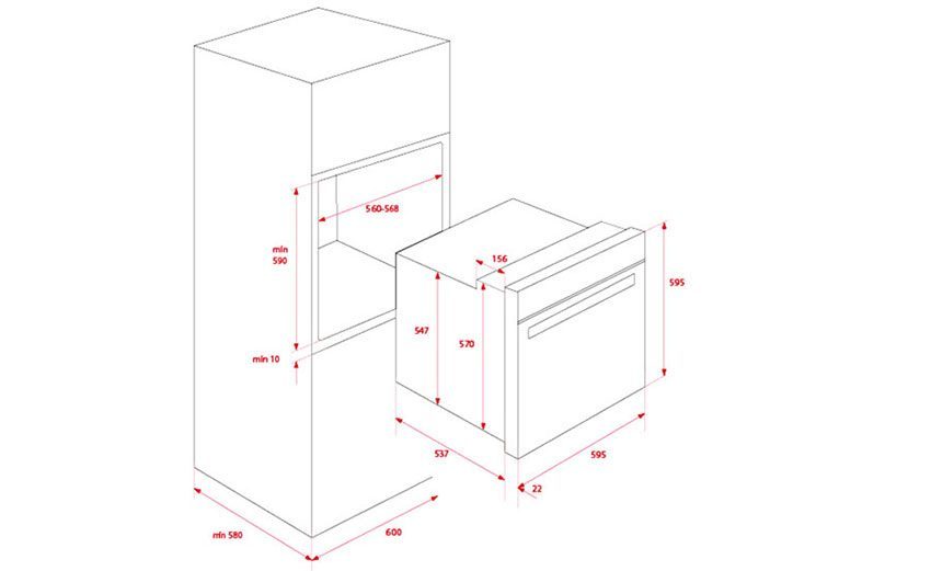 Kích thước của lò nướng âm tủ Teka HSB-630
