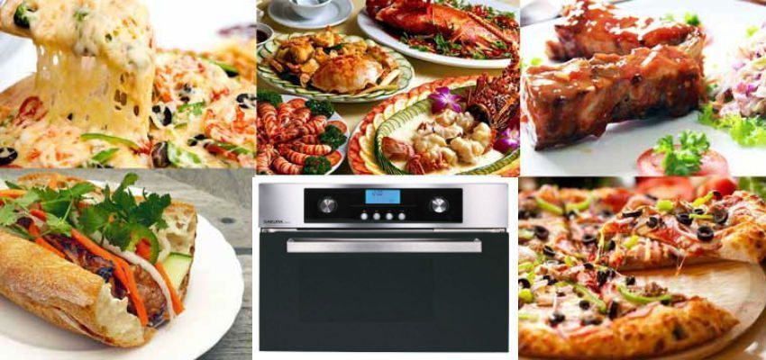 Có thể hấp và nướng trên cùng Lò Nướng Âm Tủ Sakura E-8690 