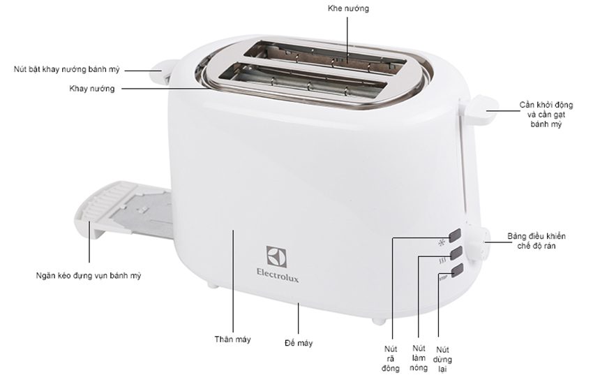 Chi tiết của lò nướng bánh mì Electrolux ETS1303W