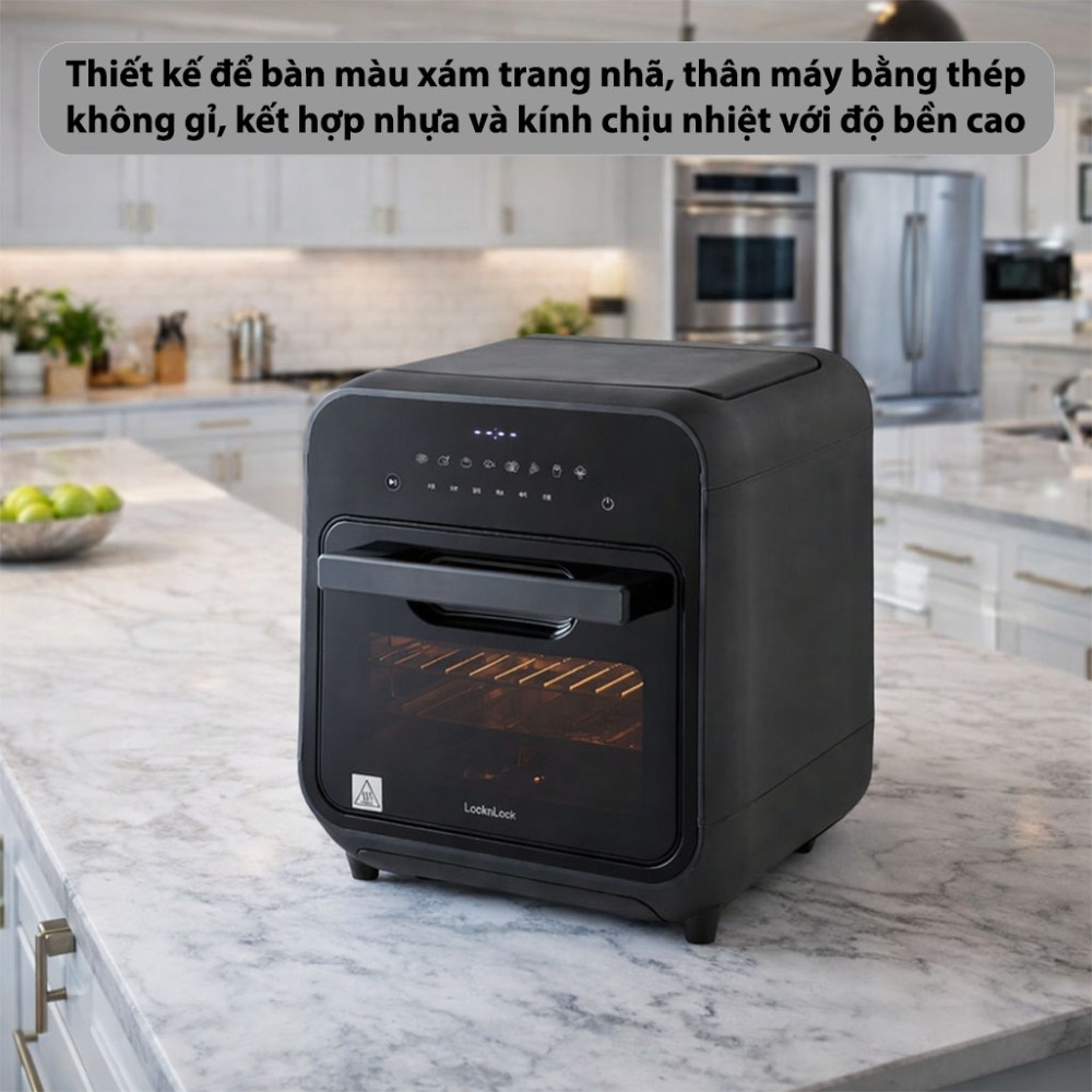 Lò nướng chân không kết hợp chức năng hấp Lock&Lock 12.5L EJF693GRY - Hàng chính hãng