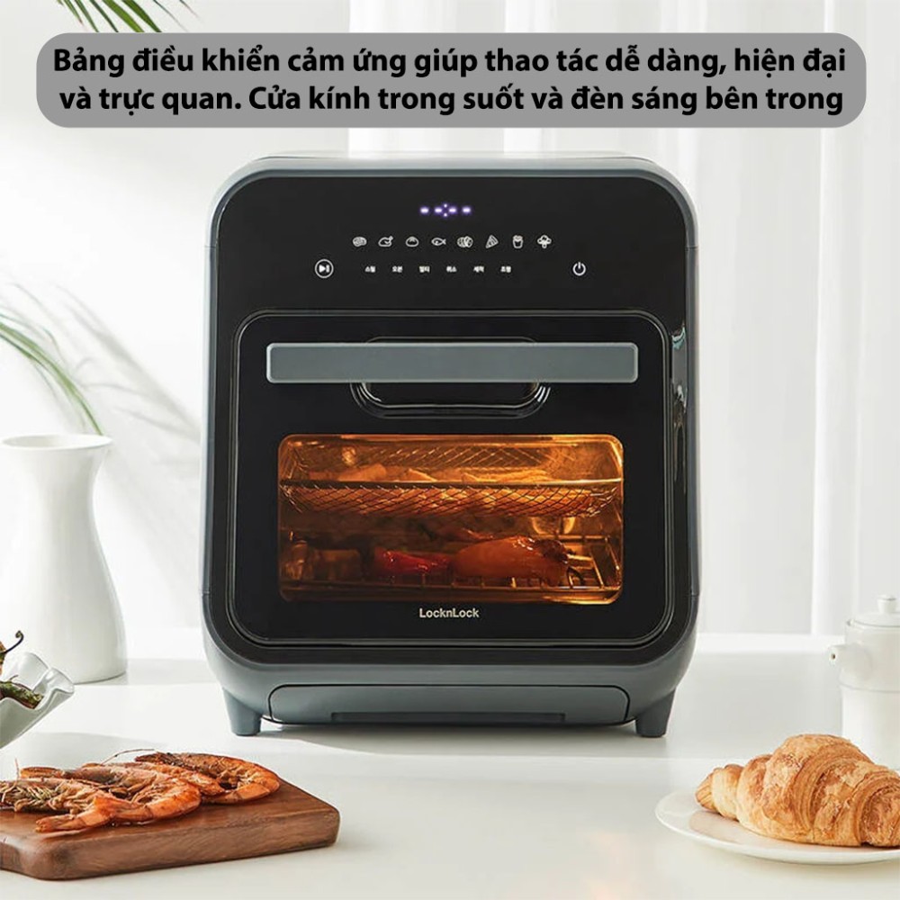Lò nướng chân không kết hợp chức năng hấp Lock&Lock 12.5L EJF693GRY - Hàng chính hãng