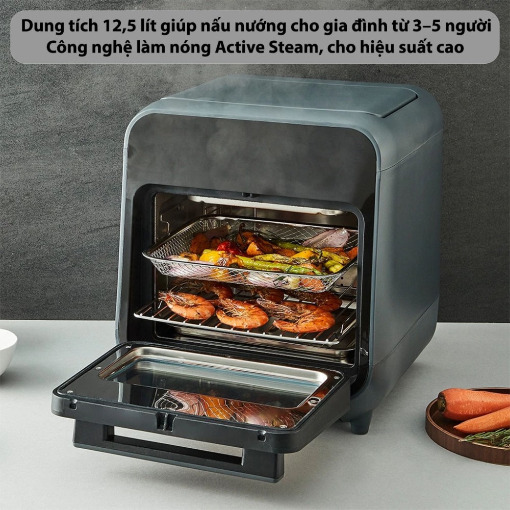 Lò nướng chân không kết hợp chức năng hấp Lock&Lock 12.5L EJF693GRY - Hàng chính hãng