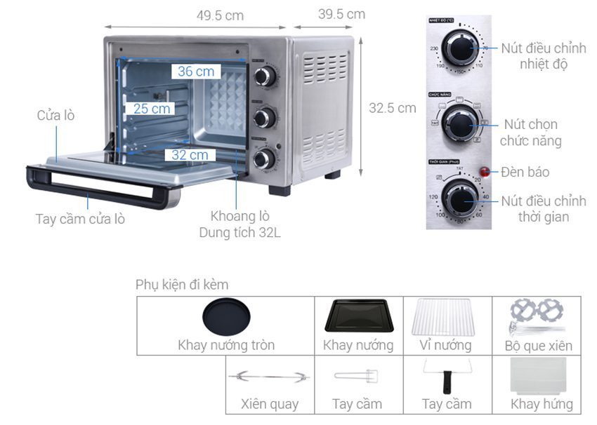 Chi tiết của lò nướng điện Sharp EO-A323RCSV-ST