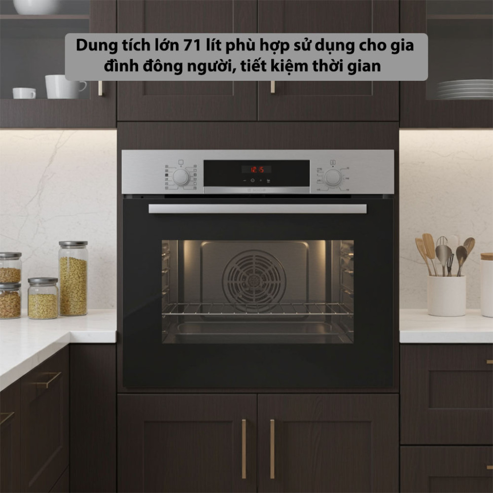 Lò nướng kèm hấp Bosch HQA574ES3 Serie 4 - 71 lít - Hàng chính hãng